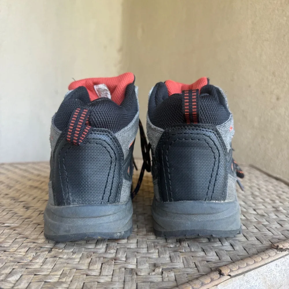 High Sierra Trooper Hiking Boots Boys 4 Grey Orange Suede Mesh Trail Gorpcore